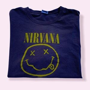 Vintage Y2k 2003 Nirvana Smiley Graphic T-shirt L